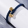 304 Stainless Steel Torque Bangles for Women BJEW-P310-22BL-3