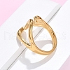 304 Stainless Steel Heart Open Cuff Rings for Women RJEW-B110-01G-3