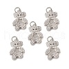 Brass Micro Pave Cubic Zirconia Bird Pendants KK-E068-VB309-4
