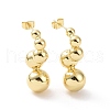 Brass Round Beaded Twist Stud Earrings for Women EJEW-G332-05G-1