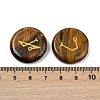4Pcs 4 Styles Natural Tiger Eye Flat Round with Angels Symbol Display Decorations G-R007-01D-3