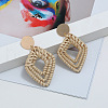 Alloy Rattan Woven Dangle Stud Earrings FS-WGA068A-01-1