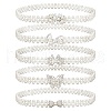 AHANDMAKER 5Pcs 5 Style Acrylic Pearl Braided Stretch Chain Belt with Alloy Clasp AJEW-GA0004-49-1