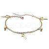 Key and Round Ball Charm 304 Stainless Steel Cable Chain Anklets for Women FS-WGBFDD0-01-3