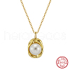 Shell Pearl Oval Pendant Necklaces NJEW-L125-008G-1