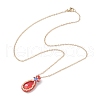 Glass Teardrop Pendant Necklaces NJEW-MZ00066-01-4