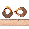 Transparent Resin and Walnut Wood Pendants RESI-T057-07M-4