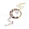 Wire Wrapped Natural Amethyst & Rose Quartz Chips & Metal Ring Hanging Ornaments AJEW-H154-05-2