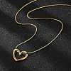 Ion Plating(IP) 304 Stainless Steel Hollow Heart Pendant Necklace with Round Snake Chains NJEW-M202-05G-3