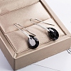 Platinum Tone Stainless Steel Dangle Earrings EJEW-EE0002-06B-3
