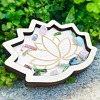Lotus Shape Wooden Crystal Energy Stone Display Tray WICR-PW0001-05A-2