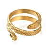 304 Stainless Steel Snake Wrap Open Cuff Ring for Women RJEW-F161-02G-12-2