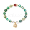 3Pcs Natural Striped Agate &  Amethyst & Tiger Eye & Rose Quartz & Quartz Crystal Round Beaded Bracelets for Women BJEW-JB11934-3