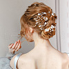 GOMAKERER 1Pc Wedding Bridal Flower Pearl Headband OHAR-GO0001-07-4