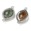 Natural & Synthetic Mixed Stone Faceted Horse Eye Connector Charms G-G181-07P-2
