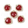 Dyed Natural White Jade Faceted Heart Pendants G-I382-03G-05-1