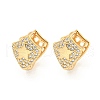 Brass Pave Clear Cubic Zirconia Hoop Earrings EJEW-M258-21G-1