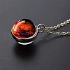 Luminous Round Alloy with Glass Planet Pendant Necklaces FS-WG4A1FF-01-1