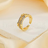 Brass Micro Pave Clear Cubic Zirconia Cuff Rings RC6141-2-1