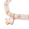 Natural Rose Quartz Beaded Bracelets BJEW-JB09468-4