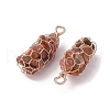 Rack Plating Copper Wire Wrapped Natural Red Agate Chip Big Pendants G-C130-01RG-11-2