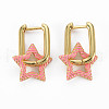 Brass Enamel Dangle Hoop Earrings EJEW-S208-140-NF-2