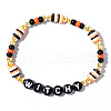 Adjustable Halloween Punk Style WITCHY Polymer Clay & Brass Stretch Beaded Bracelets in Black XD4553-3-1
