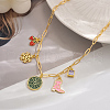 Brass Pave Cubic Zirconia Enamel Strawberry Snowflake Pendant Necklaces for Women Vacation WS8351-1-1