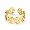 Ion Plating(IP) 304 Stainless Steel Star of David Open Cuff Ring for Women RJEW-C053-01G-2