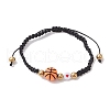 Sport Theme Acylic & Alloy Braided Bead Bracelet BJEW-JB10122-04-1