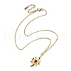 Golden Brass with Cubic Zirconia Heart Pendant Necklace NJEW-JN04592-2