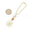 Alloy Flower & Synthetic Turquoise Starfish Pendant Decorations HJEW-JM03241-3