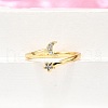 Brass Micro Pave Clear Cubic Zirconia Cuff Rings for Women RJEW-H247-26G-3