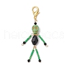 Skull Synthetic Turquoise & Glass Seed Bead Pendants Decorations HJEW-MZ00277-4