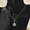 Brass Micro Pave Clear Cubic Zirconia Flower Pendant Neckalces for Women NJEW-S448-05G-3