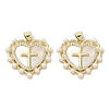 Brass Pave Shell Pendants KK-I708-17H-G-1