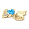 Rack Plating Brass Micro Pave Clear Cubic Zirconia Connector Charms KK-P268-20G-04-2