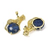 Dyed Natural Lapis Lazuli Ball with Leopard Shape Brass Pendants KK-F887-04G-23-2