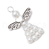 Pearlized Glass Pearl Bead Pendants PALLOY-JF03206-02-3