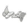 Brass Clear Cubic Zirconia Pave Natural Shell Butterfly Connector Charms KK-P283-08P-2