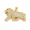 Rack Plating Brass Micro Pave Clear Cubic Zirconia Pendants KK-K341-63G-1