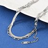 Non-Tarnish 304 Stainless Steel Paperclip & Herringbone Chains Double Layer Necklace for Men Women NJEW-E046-01P-3