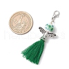 Angel Handmade Flower Printed Porcelain & Polycotton Tassel Pendant Decorations HJEW-JM03299-3