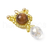 Natural Tiger Eye & Handmade Glass Seed Beaded Cat Shape Pendants PALLOY-MZ00488-03-3