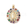 Brass Cubic Zirconia Pendants KK-Z050-30G-02-1