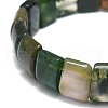 Natural Indian Agate Rectangle Beaded Stretch Bracelet BJEW-E379-01C-3