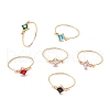 Transparent Glass Finger Rings RJEW-JR00870-2