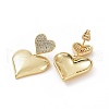 Clear Cubic Zirconia Heart Dangle Stud Earrings X-EJEW-F304-09G-2