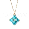Dyed Natural Deep Sky Blue Quartz & Glass Seed Beaded Star Pendant Necklaces NJEW-MZ00108-01-2