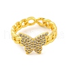 Butterfly Brass Micro Pave Clear Cubic Zirconia Open Cuff Rings RJEW-U003-03G-2